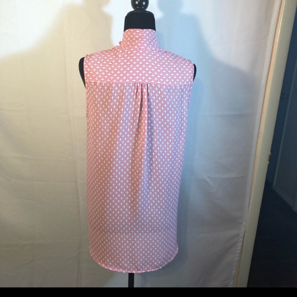 Pleione drape front blouse in pink and white. - Picture 2 of 4